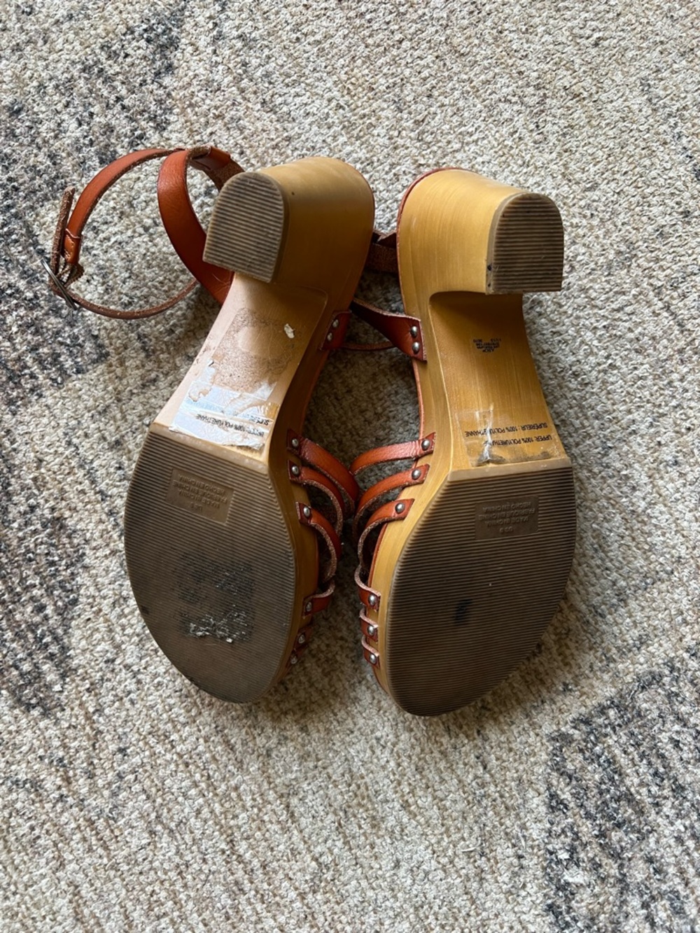American Eagle Outfitters Women's Brown Strappy Leather Sandal Heels sz 9 - Picture 4 of 8